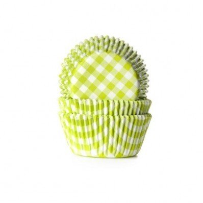 CUPCAKE CUPS BOERENBONT RUIT LIME GROEN 50X33MM. 50ST.