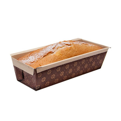 PAPIEREN RECHTHOEKIGE BAKVORM PER 4 VERPAKT 18X9X5CM BRUIN