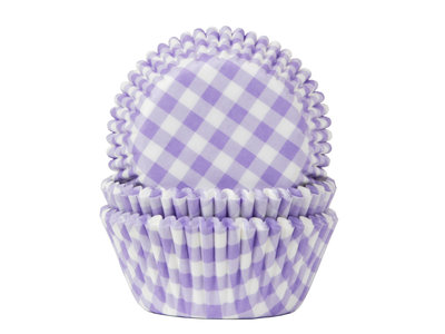 CUPCAKE CUPS BOERENBONT RUIT LILA 50X33MM. 50ST.