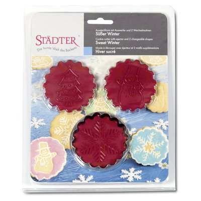 KOEKJES UITSTEKER MET 3 WISSELENDE WINTER & KERST MOTIEVEN