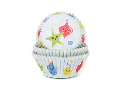 CUPCAKE CUPS KERSTBALLEN 50X33 MM. 50ST.