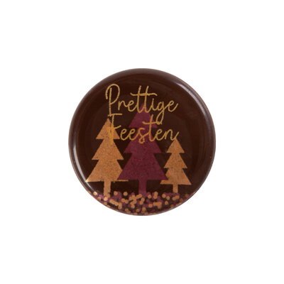 PLAATJE KERSTBOMEN PRETTIGE FEESTEN 3,8 CM - 6 STUKS