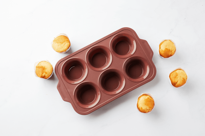 POINT-VIRGULE BAKVORM VOOR 6 MUFFINS UIT PLATINUM SILICONE VINTAGE MAROON 37X23X4CM