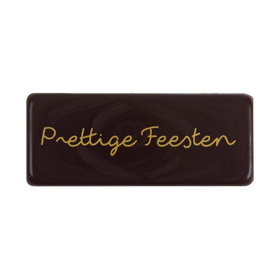 CHOCOLADE PLAATJE  PRETTIGE FEESTEN 5,5X2,3 CM -  6 STUKS