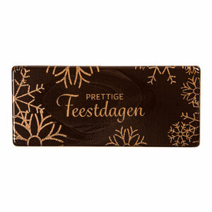 PLAATJE 'PRETTIGE FEESTDAGEN' CHOCOLADE 8X3,5 CM 2 STUKS
