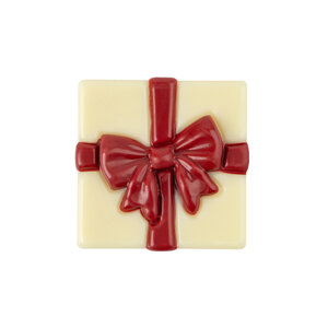 CADEAUTJES WIT MET STRIK 3,8 CM CHOCOLADE - 4 STUKS