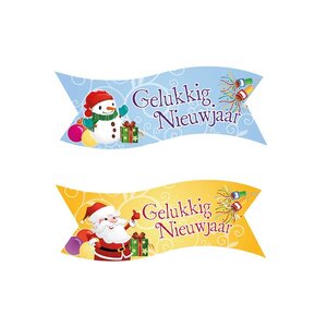 WIMPEL GELUKKIG NIEUWJAAR 9,1X3,2 CM - 2 STUKS