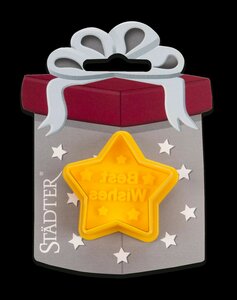 STÄDTER KOEKJES UITSTEKER MET STEMPEL MET UITWERPER - STER - BEST WISHES ± 4 CM