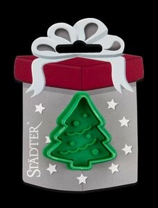 STÄDTER KOEKJES UITSTEKER MET STEMPEL EN UITWERPER – KERSTBOOM ± 4 CM 