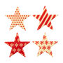 STER MET ROOD KERSTMOTIEF 5,5 CM - 4 STUKS